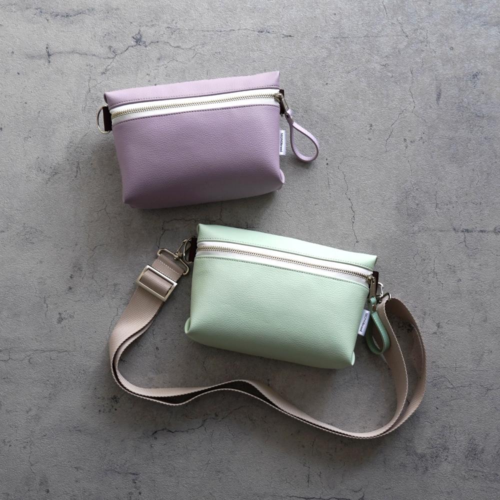 春色シャビーシック｜大人パステルカラー ミニショルダーバッグ（ミントグリーン・ラベンダー）斜めがけクロスボディ｜旅行に◎1枚目の画像