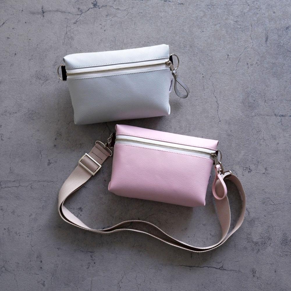 春色シャビーシック｜大人パステルカラー ミニショルダーバッグ（桜ピンク/アイスグレー）斜めがけクロスボディ｜