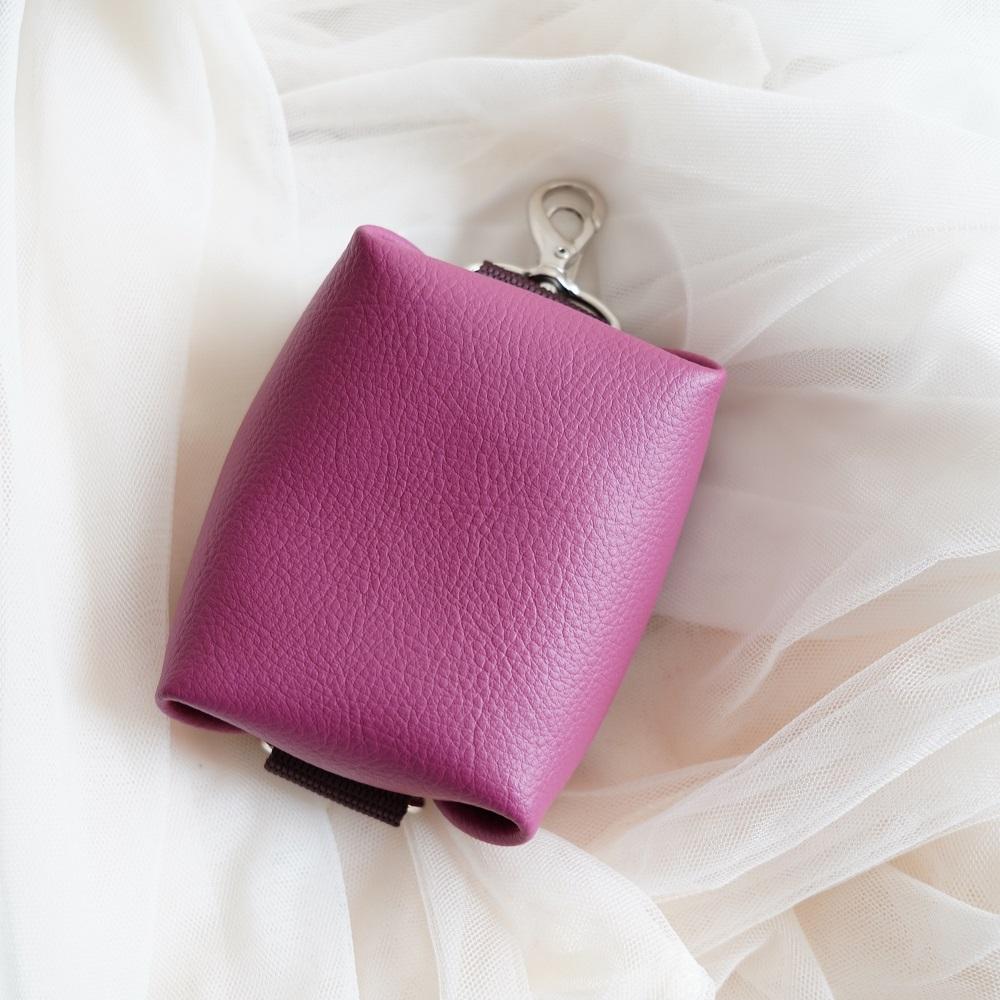 スマホポーチ バッグチャーム（キルト茶/ピンク）スクエアポーチ　カバンにつけるポーチ エコレザーミニケース 旅行に | 12枚目