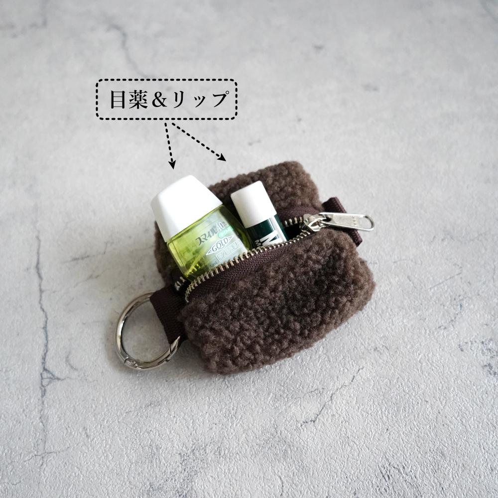 スマホやカバンに付けるミニポーチ［mofmo-mini モフモミニ ひつじ］外付け収納/スマホポーチ/カラビナ/通勤通学 | 3枚目