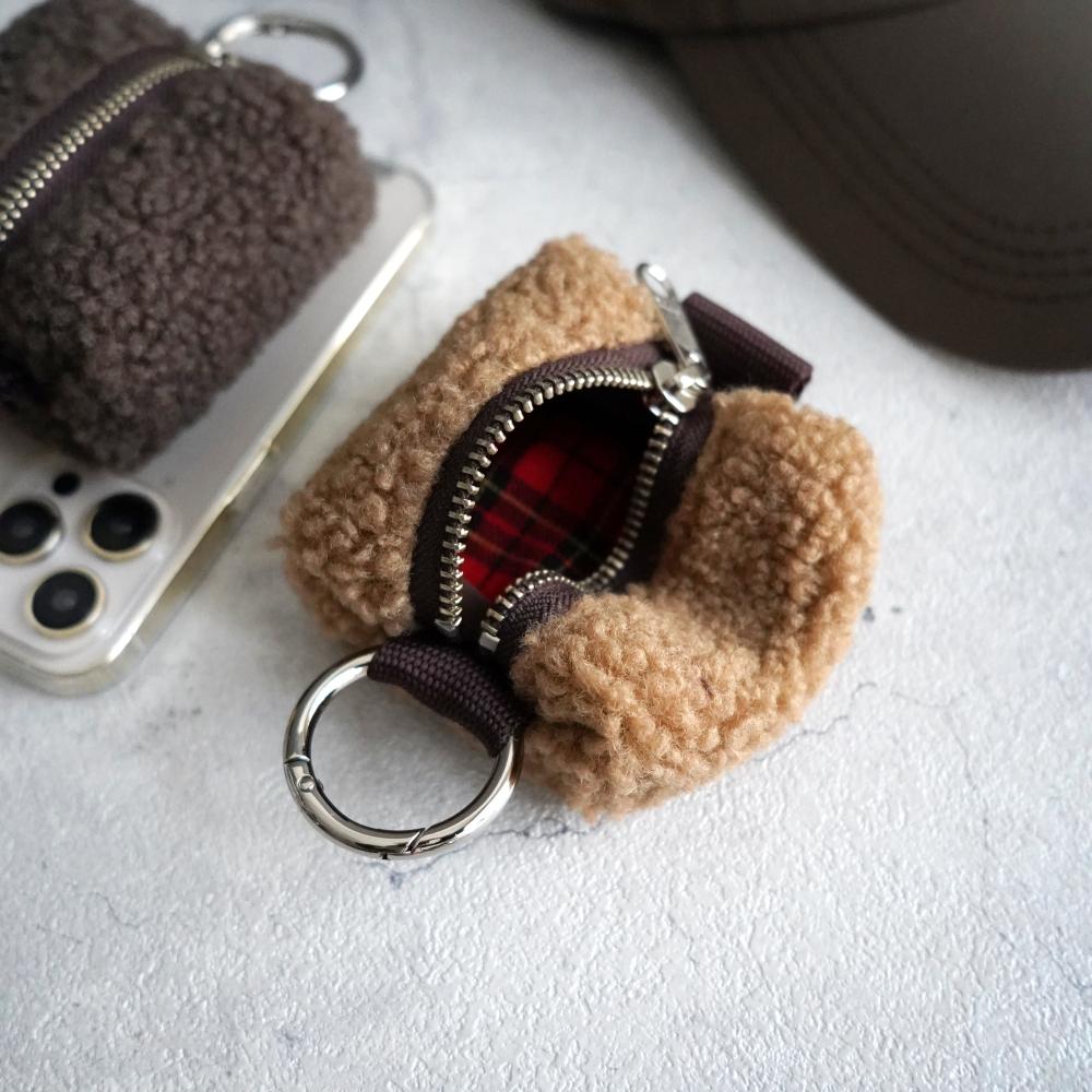 スマホやカバンに付けるミニポーチ［mofmo-mini モフモミニ ひつじ］外付け収納/スマホポーチ/カラビナ/通勤通学 | 6枚目