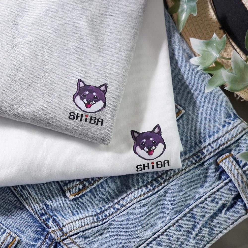 【受注生産】黒柴好きさん必見！ピクセルアートTシャツ｜ドット絵 イラスト（S/M/L/XL対応）ユニセックスOK 柴犬1枚目の画像