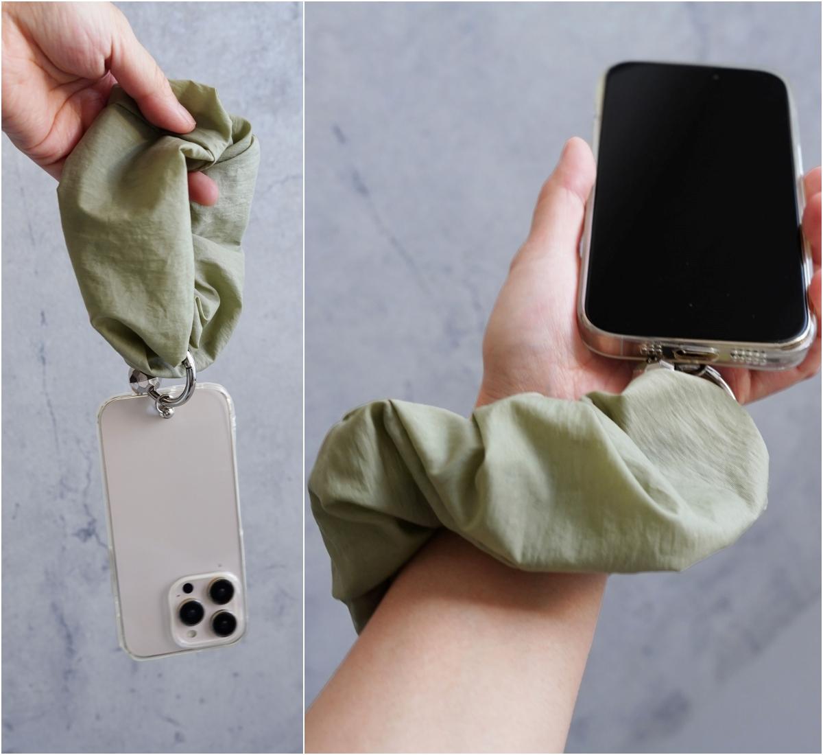 カラビナ付き シュシュ型ハンドストラップ（スノーホワイト）スマホストラップ 旅行 夏 お出掛けに◎ ビッグシュシュ | 7枚目